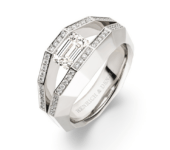 Platina950 Tensio Space ring met een baguette geslepen diamant