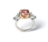 Handgesmede platina ring Alexandra met toermalijn 4,82ct