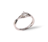 Platina vlechtring met witte saffier PCR0318