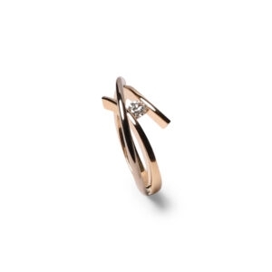 Bicolor gouden gesmede ring 0,18ct