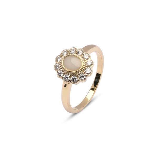 Gouden ring met moedermelk en briljanten PCR0504