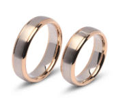 Bicolor trouwringen met baguette 0,055ct