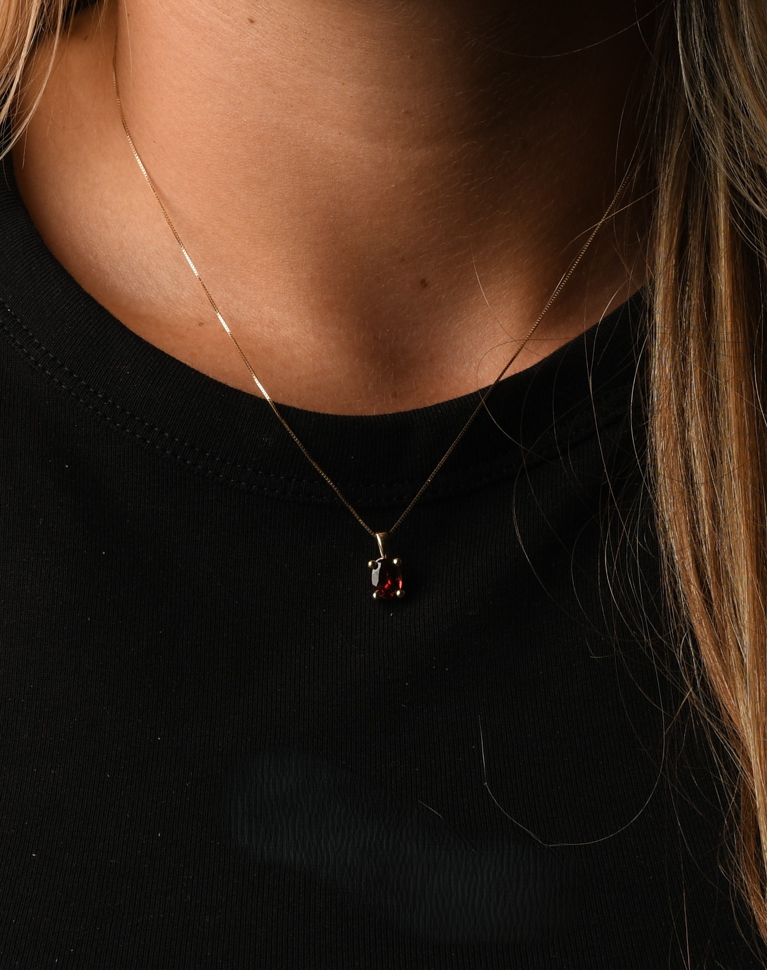 Gouden geboortesteen hanger ovaal draad