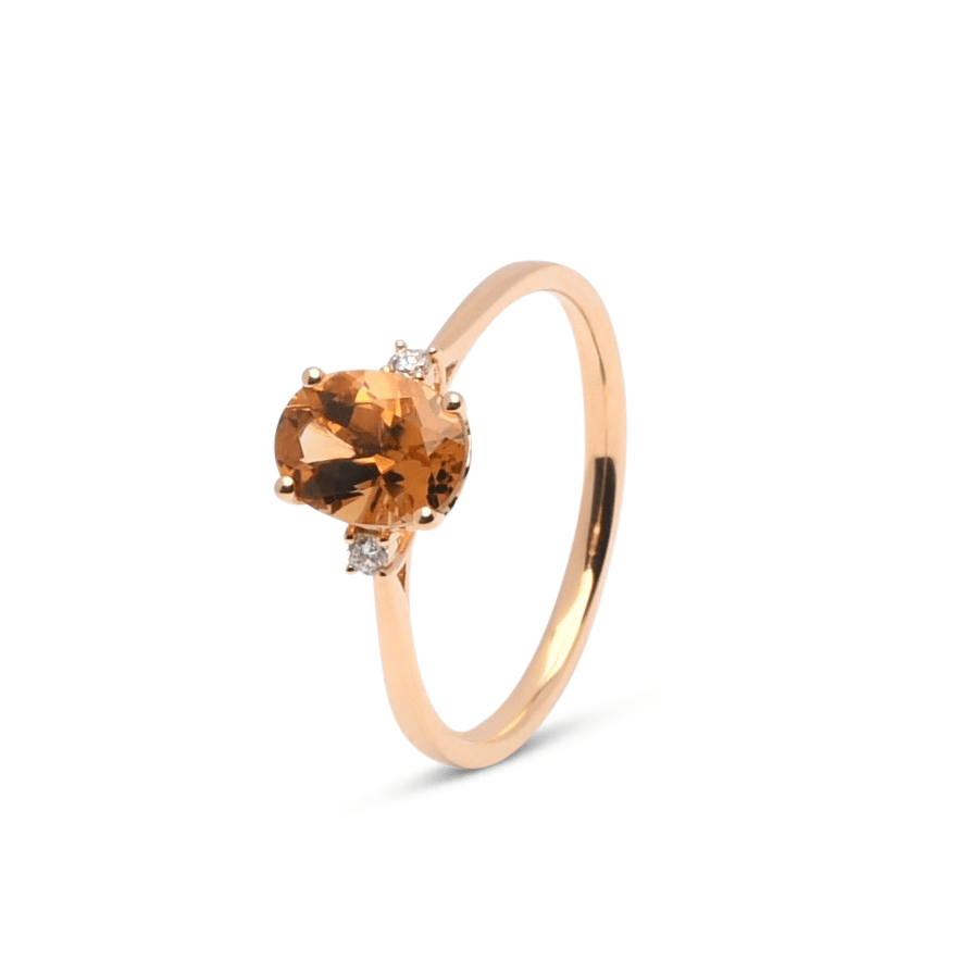 Gouden maandsteen ring ovaal 8x6mm