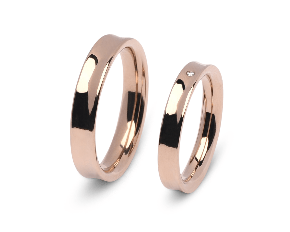 Rosewood gouden trouwringen Contura briljant 0,01ct