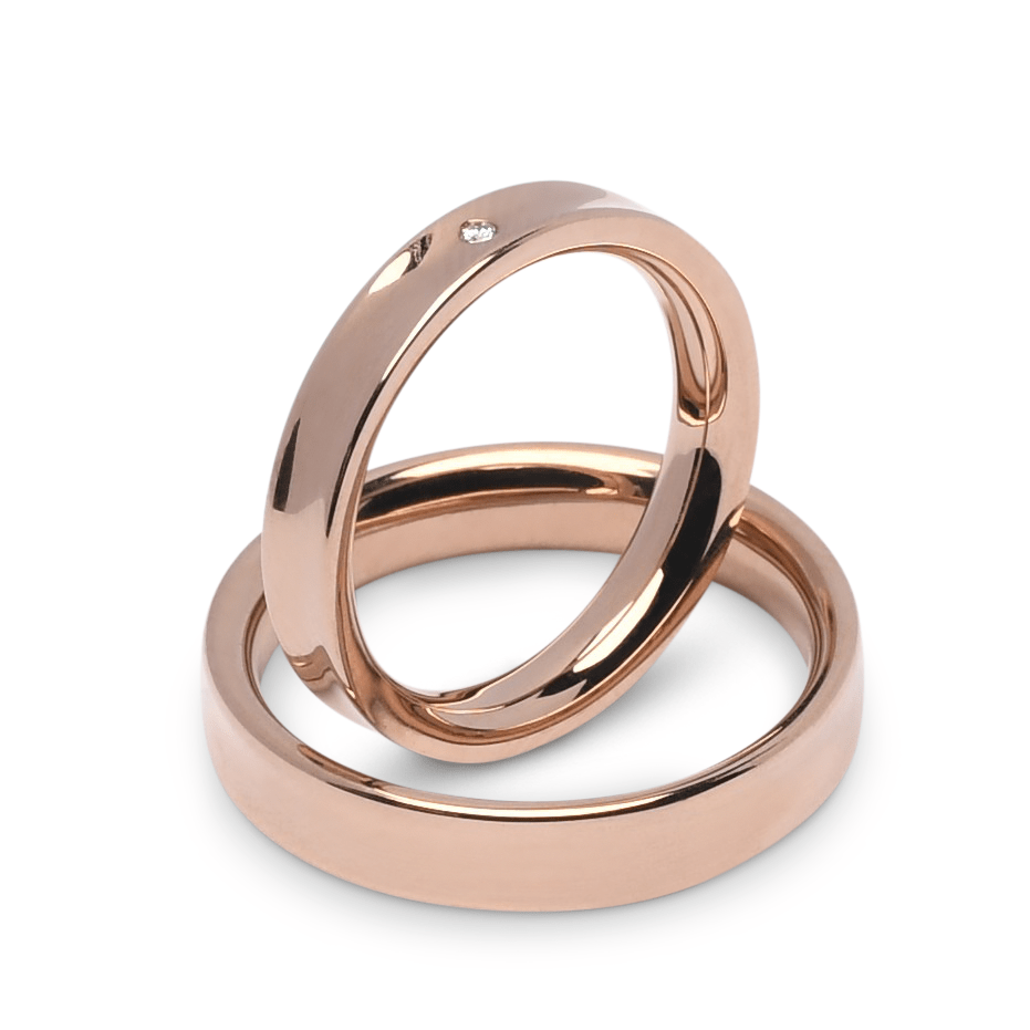 Rosewood gouden trouwringen Contura briljant 0,01ct