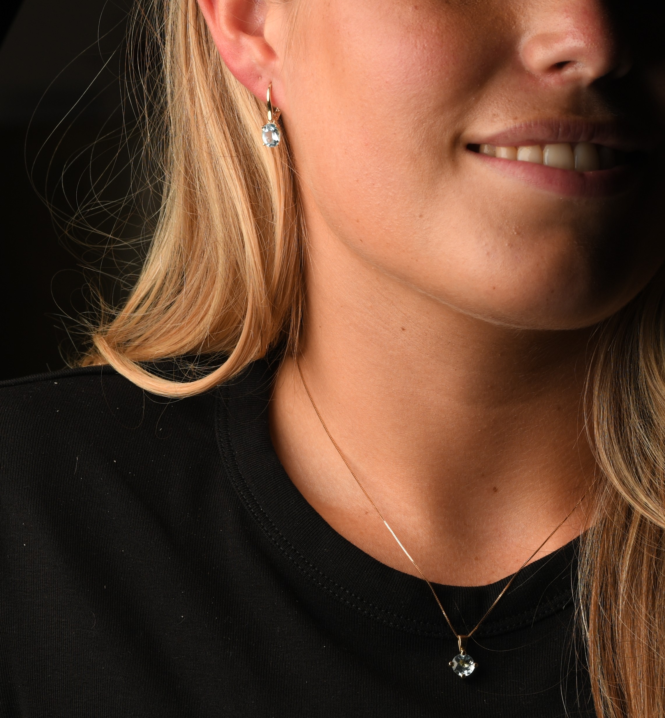 Set gouden geboortesteen oorhangers ovaal