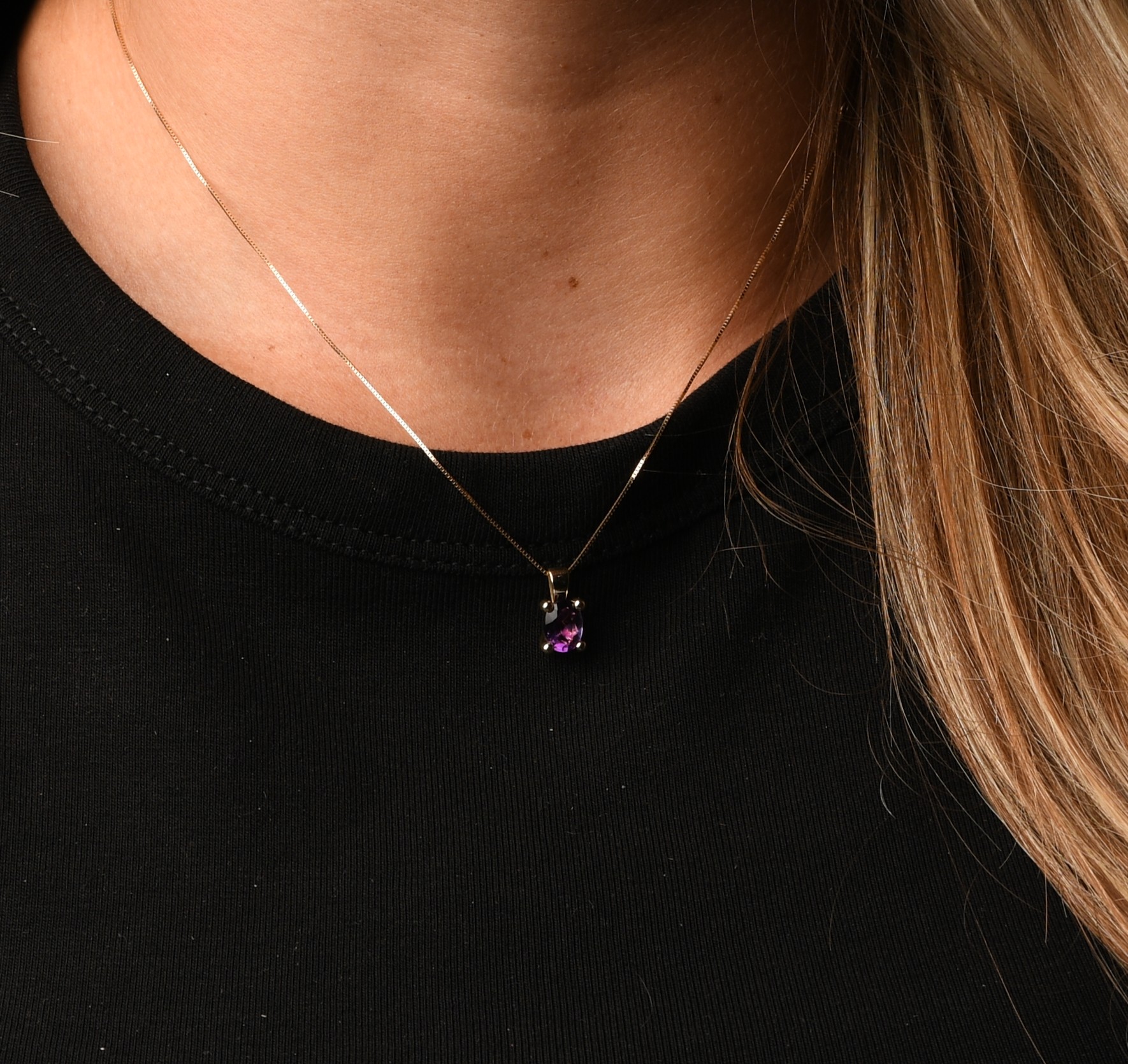 Gouden geboortesteen hanger ovaal draad