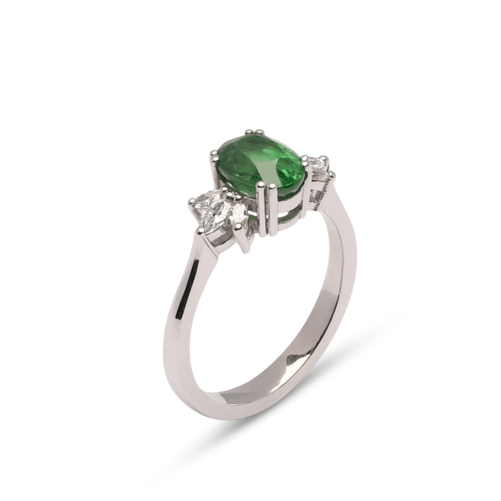 Platina ring Éowyn met tsavoriet