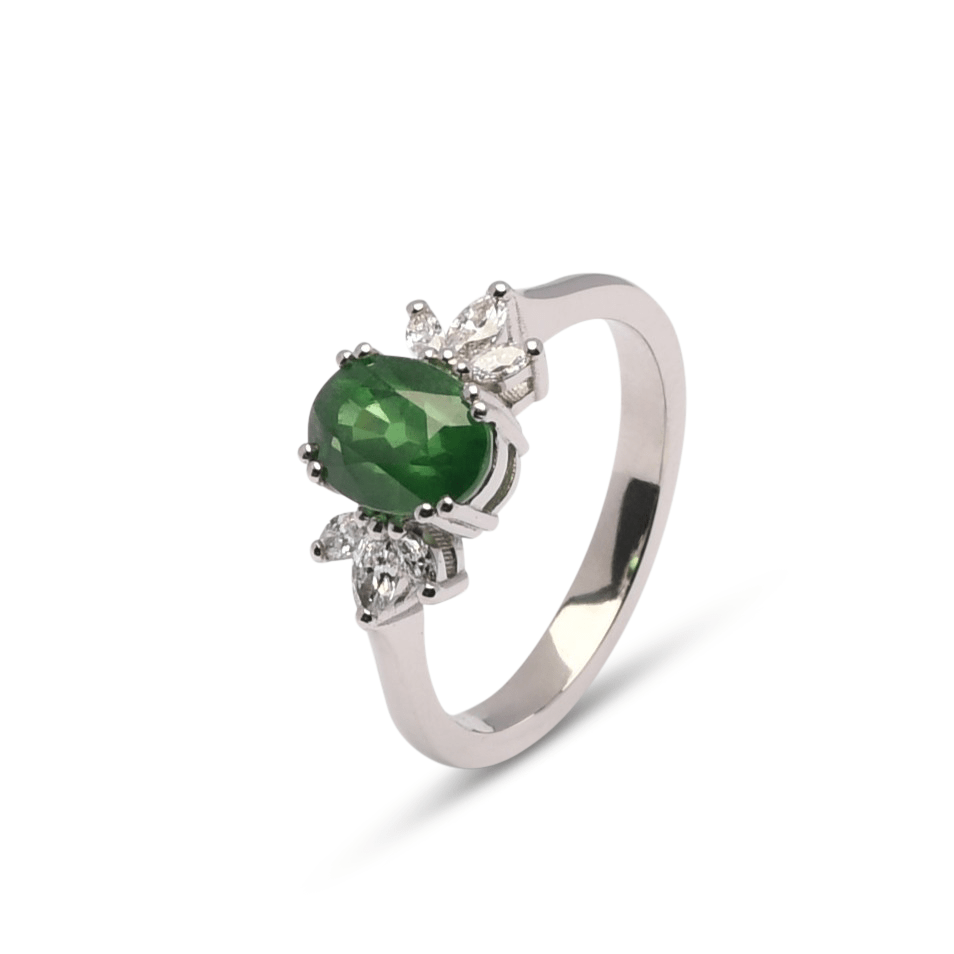 Platina ring Éowyn met tsavoriet