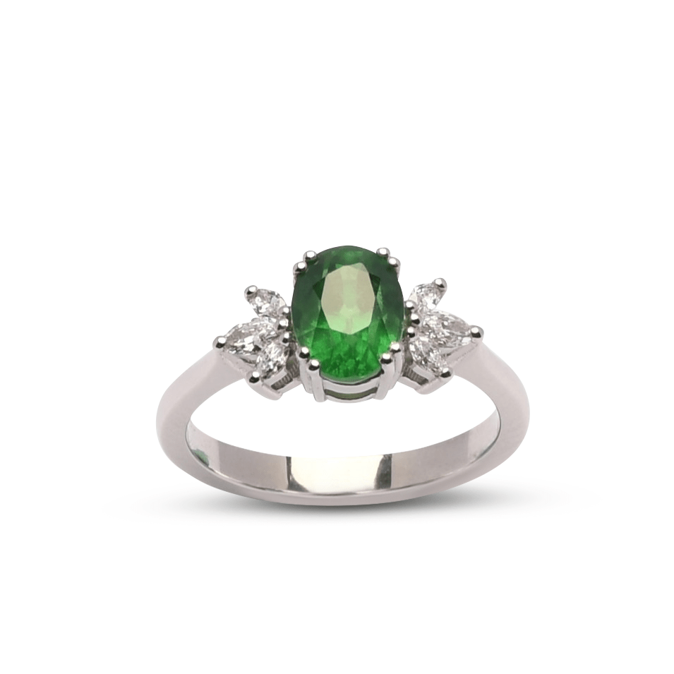 Platina ring Éowyn met tsavoriet