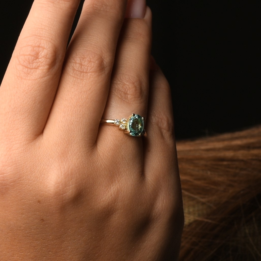 Gouden ring Rosa Paraiba toermalijn